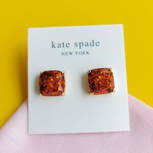 Kate Spade Small Square Gold Red Stud Earrings